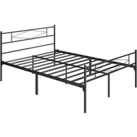 4ft6 Double Bed Frame Headboard Footboard Metal Platform Bed Frame 32 cm Underbed Storage