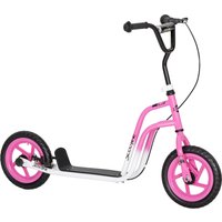 AIYAPLAY Trotinete infantil com guiador ajustável, rodas grandes, suporte de estacionamento, travão de mão, para crianças de 5-12 anos, Rosa Aosom P