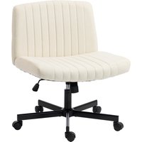 Imitation Linen Criss Cross Legged Desk Chair Armless Office Chair Wheels