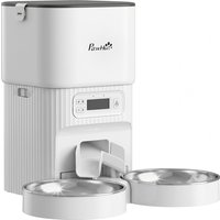 Automatic Cat Feeder Timed Portion Control Pet Food Dispenser 2 Stainless Steel Bowls