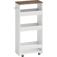 HOMCOM schlanker 3-stufiger Küchenwagen mit Rollen und seitlichem Griff, rollbarer Küchenwagen für enge Räume, Esszimmer oder Wohnzimmer, 40x20x84 cm, Weiß Aosom