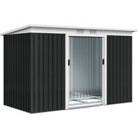 Outsunny Metal Garden Shed, Galvanised Steel Outdoor Storage Shed with Sliding Doors Vents & Foundation, Lawn Dark Gray | Aosom Ireland