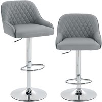 HOMCOM Lot de 2 Tabourets de Bar Pivotants et Réglables pour Cuisine, Gris clair