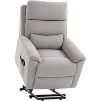 HOMCOM Power lift recliner chair with Massage and Heat, Terry Cloth Electric Lift Chair with Spring Cushion, Light Grey | Aosom Ireland