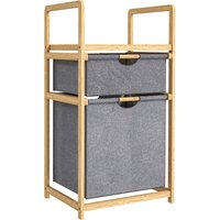 HOMCOM Cesto de roupa em bambu cesto para roupa suja com 2 sacos em tecido deslizantes e prateleira em ripas, natural Aosom Portugal