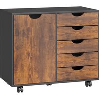 HOMCOM Meuble de rangement pour bureau 5 tiroirs 1 porte étagère réglable, support imprimante r