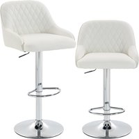 HOMCOM Set 2 Tabourets de Bar Pivotants et Réglables pour Cuisine, Blanc
