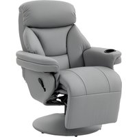 HOMCOM Upholstered Reclining Armchair, Manual Recliner Chair with Footrest and Adjustable Backrest, Grey