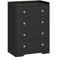 HOMCOM 4 Drawer Chest of Drawers, Modern Dresser for Bedroom, Storage Cabinet for Living Room Entryway, Black Wood Effect | Aosom Ireland