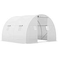 Outsunny Serre de jardin tunnel 9 m² 4 fenêtres, porte zippée enroulable châssis acier galvanis