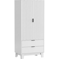 HOMCOM HOMCOM Kleiderschrank mit 2 gerillten Soft-Close-Türen, 2 Schubladen und Kleiderstange, moderner Stil, 80 x 50 x 180 cm, weiß Aosom