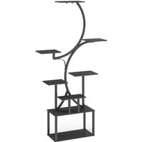 Outsunny Étagère à fleurs en métal à 8 niveaux, étagère à plantes en forme de S 158,5 cm, intér