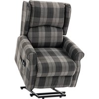 HOMCOM Power Lift Recliner Chair with Vibration Massage, Heat, Checked Lift Chair with Remote, Side Pockets, Grey
