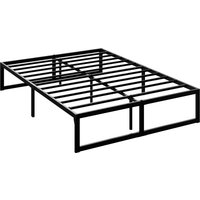 HOMCOM 4ft6 Double Bed Frame with Underbed Storage and Steel Slat Support, 32.5 cm Height, Noise-Free, Black