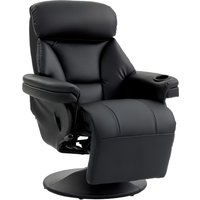 HOMCOM Upholstered Reclining Armchair, Manual Recliner Chair with Footrest and Adjustable Backrest, Black