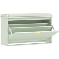 HOMCOM Banco Sapateira com Assento Acolchoado Gaveta Rebatível Prateleira Ajustável para Entrada ou Quarto 80x26x47,5 cm Verde Claro Aosom Portugal