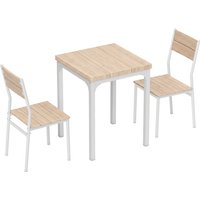 HOMCOM Three-Piece Minimal and Compact Dining Set, Oak Wood Effect | Aosom Ireland