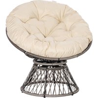 Outsunny Fauteuil Rond en Rotin Fauteuil Papasan Pivotant Grand Coussin Fourni Polyester Résine