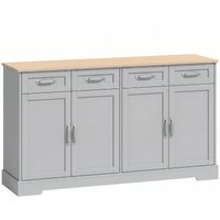 Sideboard Buffet Cabinet 140 cm Kitchen Storage Cabinet 4 Drawers 4 Doors 2 Adjustable Shelves