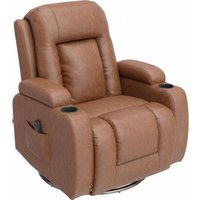 HOMCOM Poltrona de Massagem Reclinável Manual 150° Aquecida, Controle Remoto, Porta-copos, Pele PU, Castanho Claro Aosom Portugal