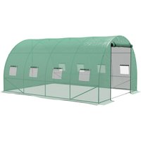 Outsunny Sprinkler System Polytunnel Greenhouse, 4 x 3(m), Green