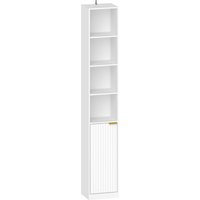 HOMCOM Bookcase Adjustable Shelf Bookshelf Anti-Tip Hardware 6-Tier Storage Cabinet White Wood Effect
