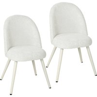 HOMCOM 2er-Set Esszimmerstühle aus Samt, moderne Küchestühle mit gesteppter Rückenlehne, dick gepolstert, Stahlbeine, gepolsterter Stuhl für Küche, Schlafzimmer, Wohnzimmer, Weiß Aosom