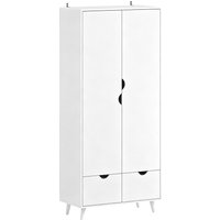 HOMCOM Elegant Home Storage Organisation Furniture, 2-Door Clothes Wardrobe with 2 Drawers, Wood Feet, White | Aosom Ireland