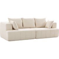 HOMCOM 3‑Sitzer‑Sofa in Chenille 248 cm, modernes Wohnzimmersofa, breite gepolsterte Sitzfläche, Taschenfedern, breite Armlehnen, 2 Kissen, rutschfeste Basis, für Wohnzimmer, Schlafzimmer, beige Aosom