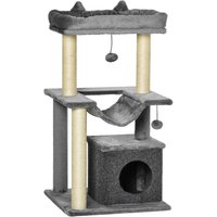 Cat Tree 90cm Cat Tower Sisal Scratching Posts Cat Condo Hammock Top Perch 2 Hanging Toys Cats