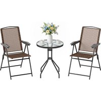 Outsunny Ensemble de jardin 3 pièces 2 chaises inclinables multi-positions pliables + table ron