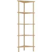 Bamboo Storage Shelf 5 tier Corner Shelf Freestanding Shelving Unit Living Room Home Office Wood Finish