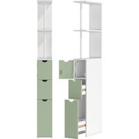 Slim Bathroom Storage Cabinet Tall Bathroom Floor Cabinet 2 Tier Shelf 2 Drawers White Light Green