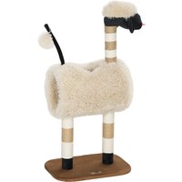 PawHut Cat Tree Sheep Design, 98 cm Multi-Level Cat Tower with Scratching Posts, Tunnel & Play Ball, Light Brown | Aosom Ireland