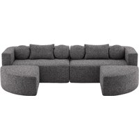 Modulare Schlafcouch mit Schlaffunktion, hochelastischer Schaumstoff und Taschenfederkern, 292x165x68 cm, Schwarz