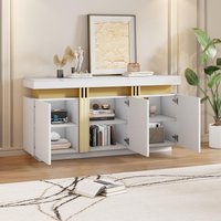 Modern Sideboard Faux Marble Top Anti Tip Fixings Luxury Storage Unit Adjustable Shelves x 38W x cm Aosom UK
