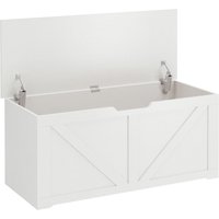 HOMCOM 127L Home Storage Box, with Safety Hinges - White Wood-Effect