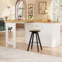 Extendable Sideboard and Dining Table Combo with Storage, Space-Saving Kitchen Island for Small Flats, 180L x 80W x 75H cm, White Aosom UK