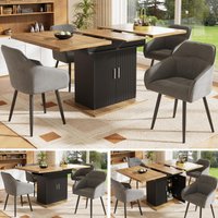 Extendable Dining Table with Space-Saving Telescopic Design, Durable Extension Table with Storage Shelves, 140L x 70W x 76H cm, Black Aosom UK