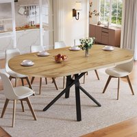 Extendable Dining Table with Sturdy X-Shaped Metal Frame, Space-Saving Convertible Table with Adjustable Feet, 100L x 40W x 75.5H cm, Wood Aosom UK