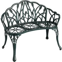 Outsunny Banc de jardin en aluminium moulé, banc extérieur 2 places avec dossier tulipe, assise
