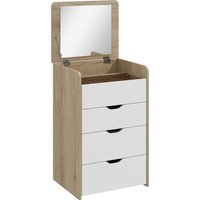 HOMCOM Coiffeuse avec miroir rabattable et tabouret de rangement, table de maquillage, 2 tiroir
