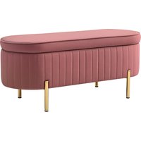 HOMCOM Banc de rangement, bout de lit en velours avec couvercle, pieds en métal, capacité 72 L,