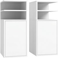 Slim Bedside Table Set 2 Narrow Bedside Cabinet Open Cubbies Cupboard Bedroom Living Room