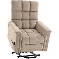 HOMCOM Elektrischer Aufstehsessel, Elektrischer Relaxsessel mit Samtbezug, neigbare Rückenlehne, Federkernkissen, Fernbedienung, Seitentaschen und Fußstütze, für Senioren, Braun Aosom