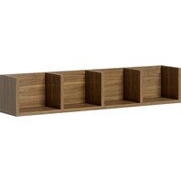 Wall Mount 84 CD 56 DVD Blu ray Media Storage Rack 4 Cubes Wooden Shelf Organizer Unit Bookcase Display Walnut