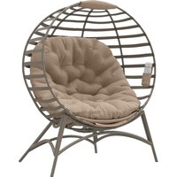 Outsunny 2 Seater Egg Chair with Soft Cushion, Steel Frame and Side Pocket, Garden Patio Basket Chair for Indoor, Outdoor, Brown Aosom UK
