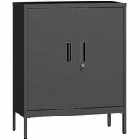 HOMCOM Armoire de Bureau Métallique, 80 x 40 x 100 cm, Meuble de Rangement, Serrure, 2 Portes e
