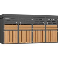 Multifunktionaler Außenschrank mit integriertem Pflanzkasten, Jalousien-Lüftung gegen Gerüche, 264x80x128 cm, Grau