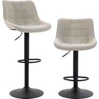 HOMCOM Set 2 Tabourets de Bar Pivotants Réglables avec Base Métallique et Dossier, Blanc Crème